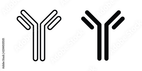 Antibody icon stroke and solid black editable vectors