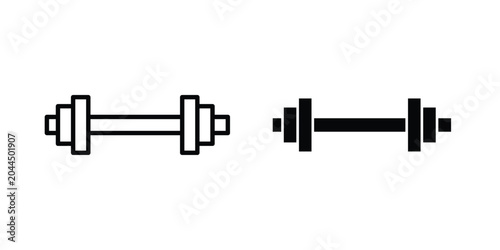 Bilde på lerret Barbell icon stroke and solid black editable vectors