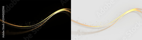 Fotografía Elegant golden wave with sparkles isolated on transparent background, for design