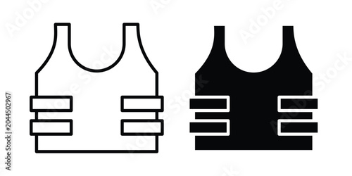 Cuadro en lienzo Bulletproof vest icon stroke and solid black editable vectors