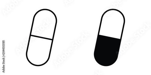 Cuadro en lienzo Capsule icon stroke and solid black editable vectors