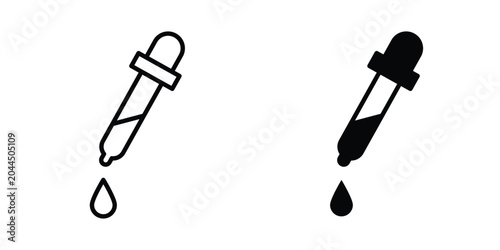 Dropper pipette icon stroke and solid black editable vectors