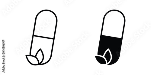 Konstfotografi Herbal capsule icon stroke and solid black editable vectors