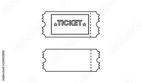 Foto Vector illustration of two black and white ticket stubs with one labeled ticket