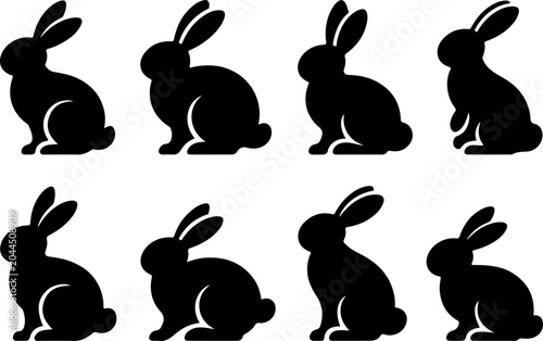 Easter Bunny Silhouette Collection Vector Set
