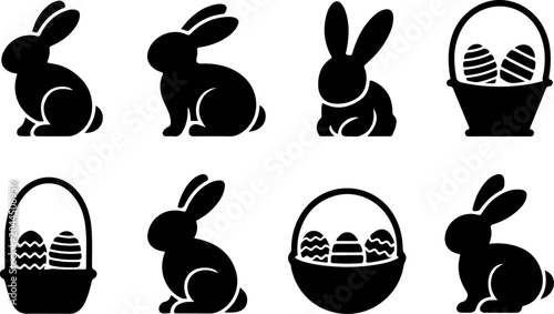 Easter Bunny Silhouette Collection Vector Set