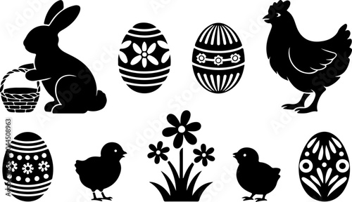 Easter Bunny Silhouette Collection Vector Set