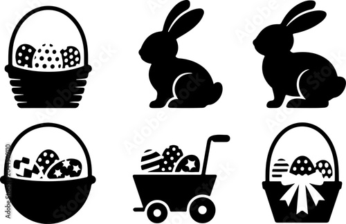 Easter Bunny Silhouette Collection Vector Set