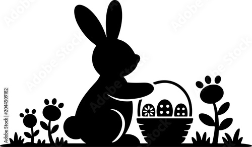 Easter Bunny Silhouette Collection Vector