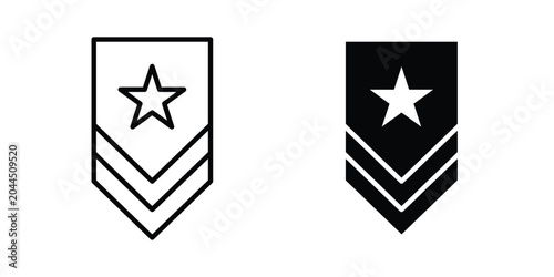 Fotografie Military rank badge icon stroke and solid black editable vectors