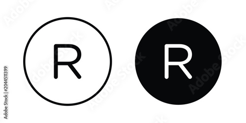 Registered trademark icon stroke and solid black editable vectors