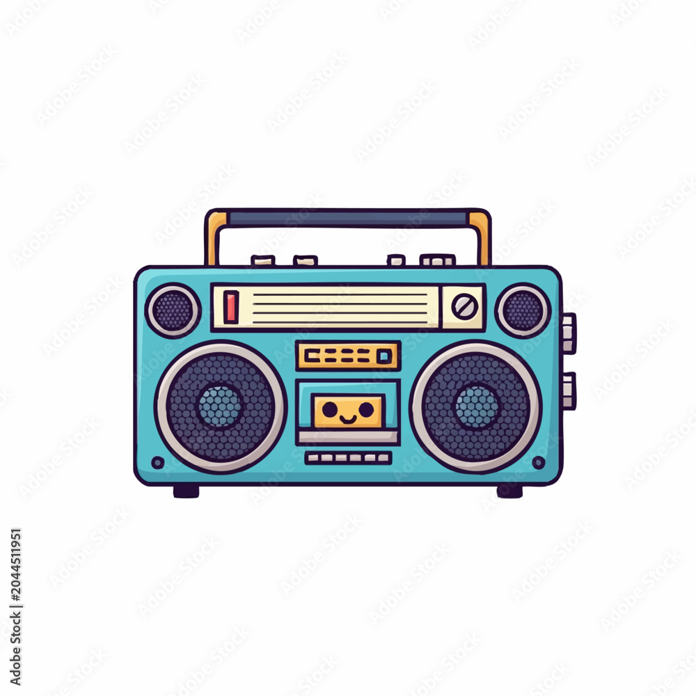Fototapeta premium Retro boombox speakers closeup vector illustration
