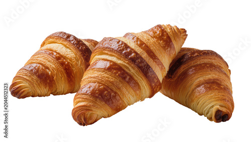 Bild auf Leinwand Golden brown croissants with flaky layers