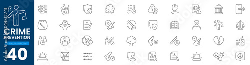 Fotografía Crime prevention line icons collection, vector illustration, law enforcement, security, justice, safety set