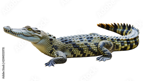 Fotografie Reptile crocodile with scaly skin and sharp teeth