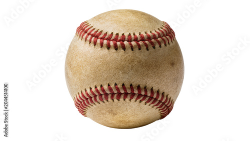 Bild auf Leinwand Leather baseball with red stitching, close-up view