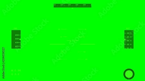 Futuristic fighter jet heads up display showing flight telemetry data for high speed aviation simulation motion footage overlay on green screen