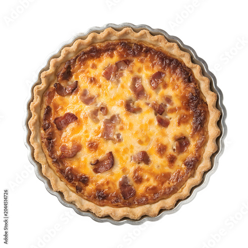 quiche lorraine isolated on white background french dish