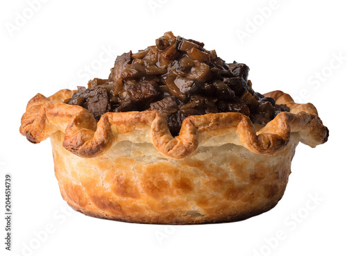 savory pie isolated on white background bakery item