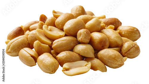 Fotografie Pile of roasted peanuts whole and halved, with light brown skin