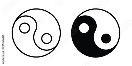 Fotografía Yin yang icon stroke and solid black editable vectors