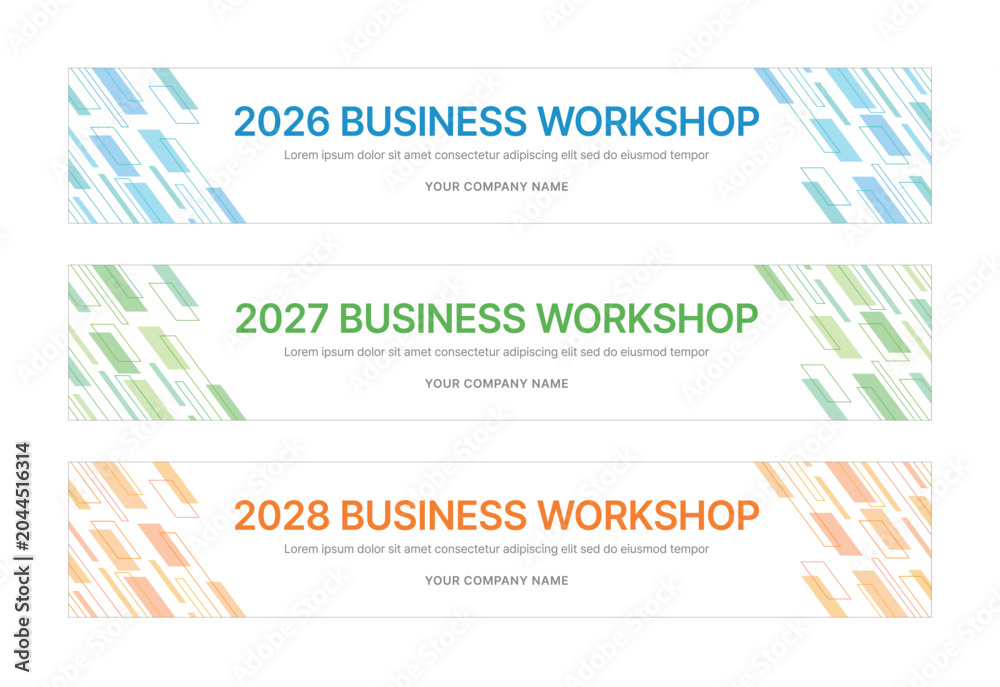 Obraz premium Modern business banner templates with abstract geometric patterns. Perfect for workshops, events, conferences, presentations, or branding projects, combining style and professionalism.
