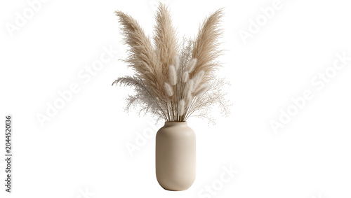 Photos Pampas grass bouquet in beige ceramic vase