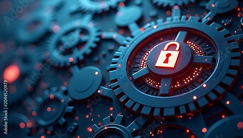 Cybersecurity and Data Protection - Digital Lock and Gears.