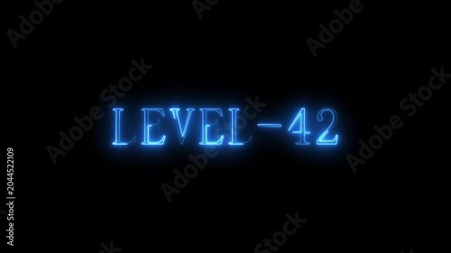Level 42 glowing blue neon text design on black background number sign light