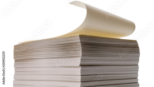 Bild auf Leinwand Stack of paper sheets with one page curled up