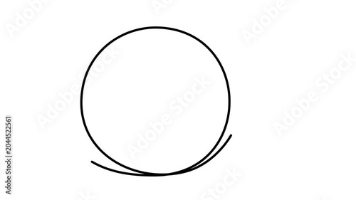 Set of circle, round, frame, buble, outline self drawing animation. Black line animated on white background. Copy space	