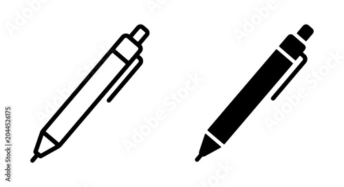 Tableau sur toile Ballpoint Pen Icons, Writing Tool Vector Graphics, Simple Black and White Drawin