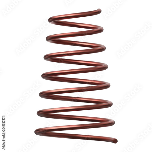 Fotografia Metal spring, extended copper coil conical form, 3D vector realistic flexible sp