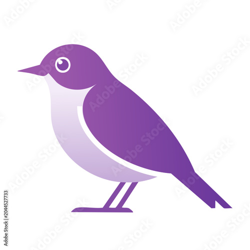 Purple bird icon with gradient on white background