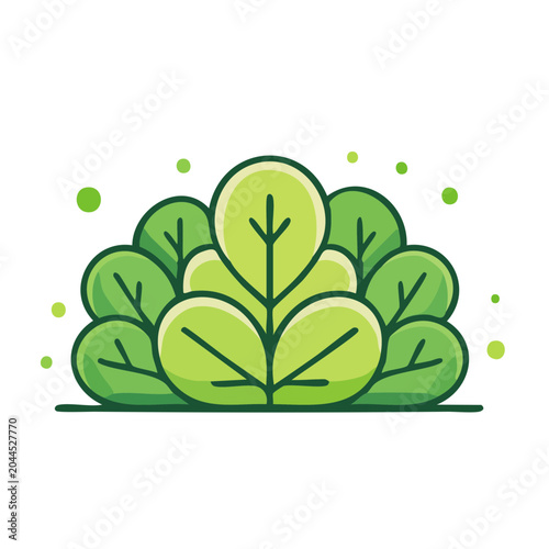 Stylized green leaves bush icon