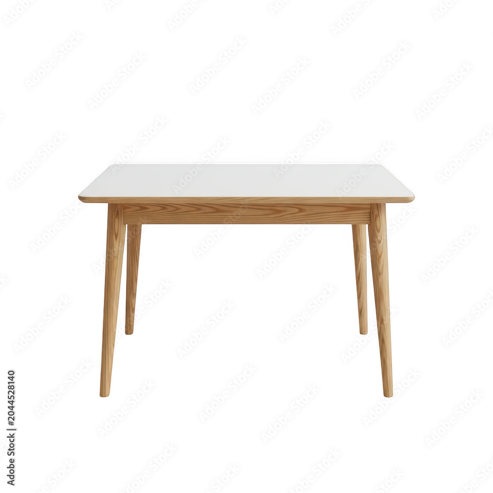 Fototapeta premium Wooden table with light top and four legs on floor