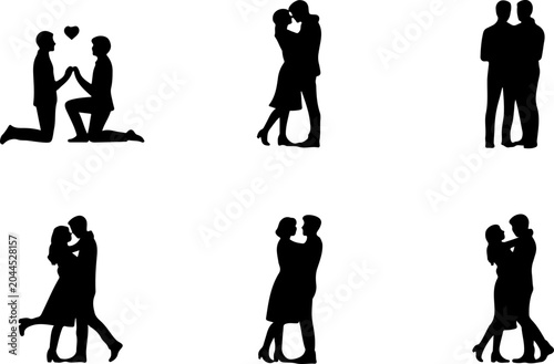 Romantic Couple Silhouette Collection Vector