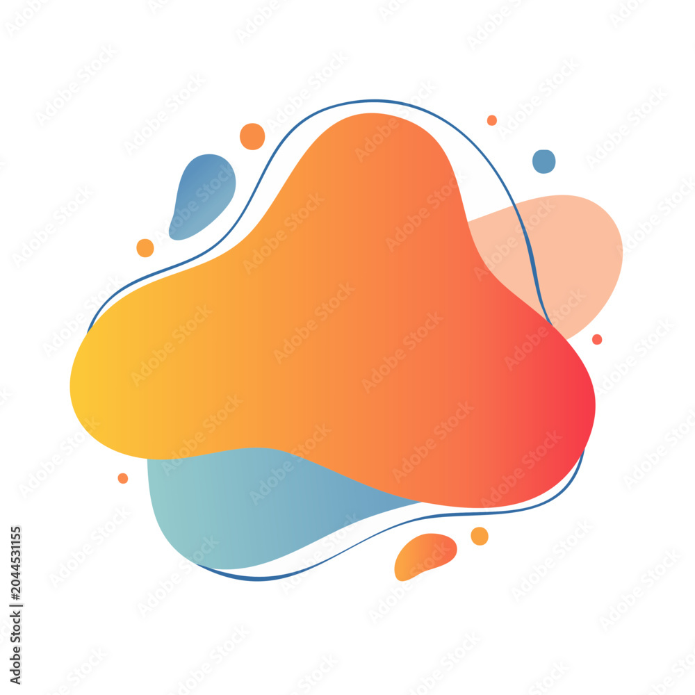 Fototapeta premium Abstract gradient fluid shape with blue outline