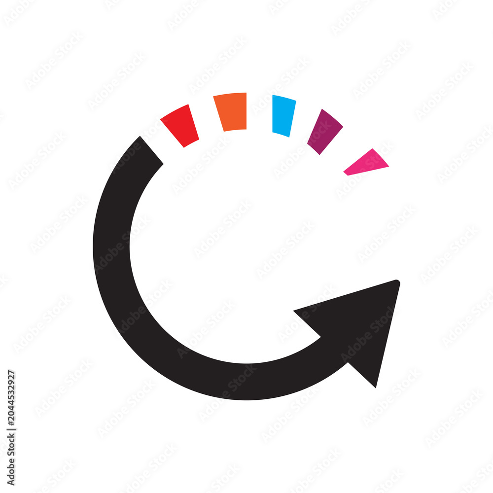 Circle arrows icon set. Round reload sign, repeat icon, rotate arrow symbol. Rotation round cycle scheme process template 1,2, 3, 4 parts. Vector illustration.