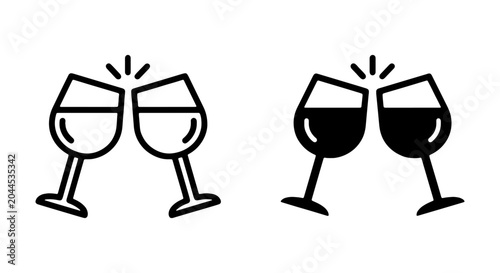 Foto Cheers Wine Glasses Vector Icons, Celebration Toast, Festive Drink Clinking