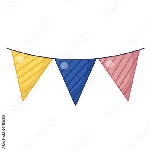 Decorative party bunting flags isolated on a transparent background