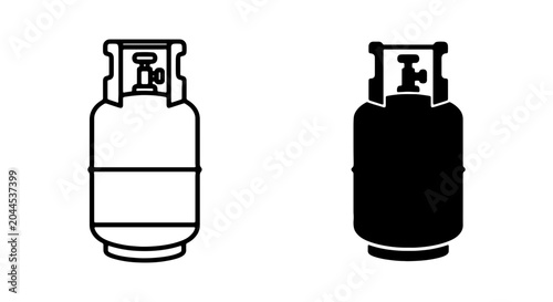 Canvas Print Gas Cylinder Icons: Outline and Solid Fill, Propane Tank Vector Graphics