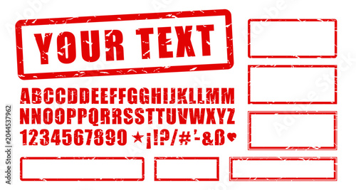 Tableau sur toile Alphabet, numbers and symbols to create a custom red stamp impression