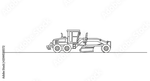 Quadro su tela Construction Motor Grader Outline - Road Building Machine Line Art
