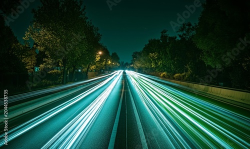 green and white light lines with the green lines streaking at the edges, Generative AI