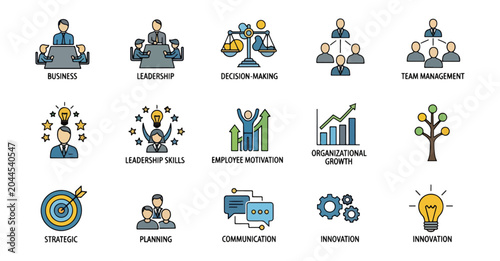 Business management icons set