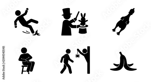 Tableau sur toile Icon Set: Magic, Danger, and Everyday Mishaps, Vector Graphics for Presentations