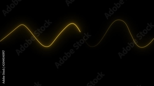 Glowing yellow light wave frequency motion graphics animation sine energy