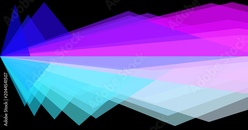 Abstract Blue to Purple Overlapping Light Rays on Black Background, Futuristic Neon Laser Beam Texture for Technology, Music or Digital Design
