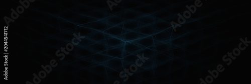 Abstract Dark Blue Hexagonal Grid Pattern on Black Background, Futuristic Cyber Security and Technology Network Texture for Digital Design
